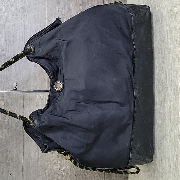 Tory Burch Black Nylon Leather Tote Shoulder Bag - Picture 2 of 15